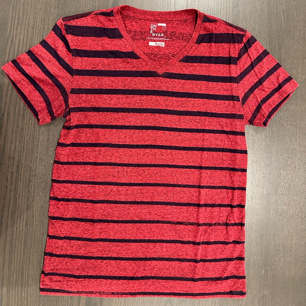On the Byas Red and Navy Striped Tee